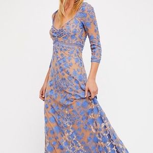 For Love & Lemons Temecula Blue Floral Maxi Dress